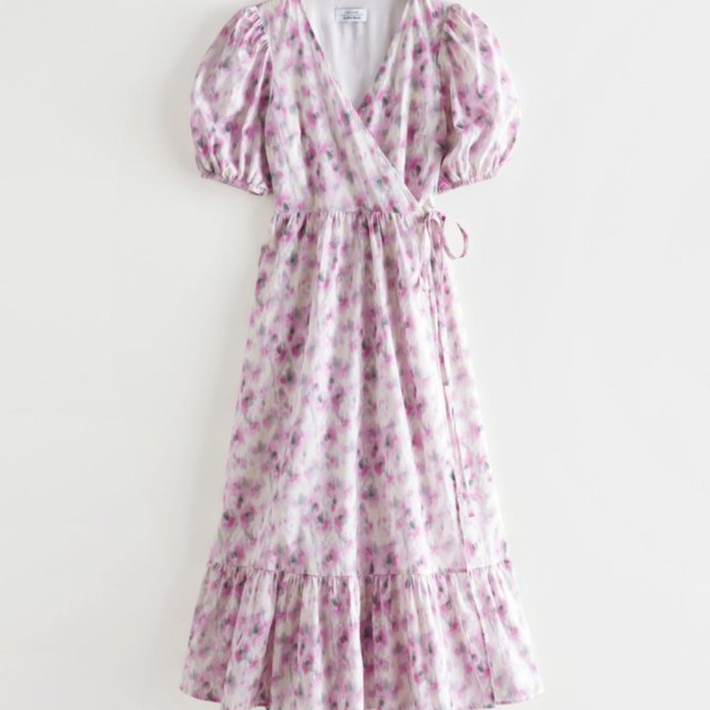 & Other Stories Puff Sleeve Midi Dress - Size 6 (Runs Small)